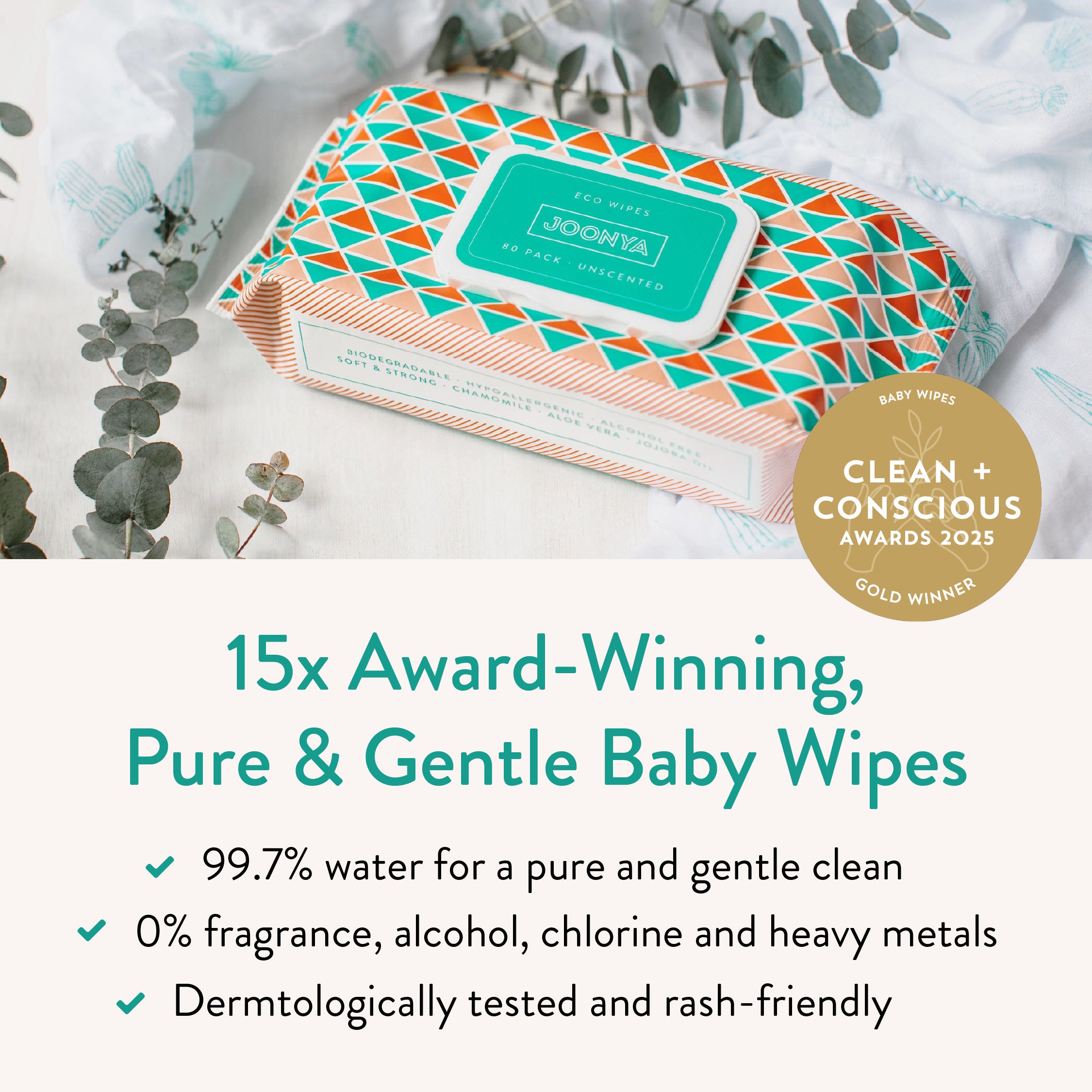 Biodegradable Baby Wipes Gentle 100% Plastic Free Joonya